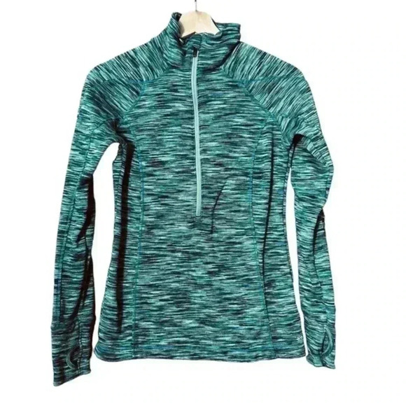 Columbia Women’s 1/2 Zip Marled Blue Green Activewear Pullover Thumbholes XS - Picture 1 of 9